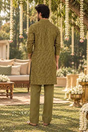 Label Lila Textured Embroidered Kurta & Pant Set 