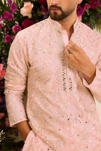 Buy Kasbah Pink Net Tropical Chikankari Kurta Online at Aza Fashions Buy_Kasbah_Pink Net Tropical Chikankari Kurta _Online_at_Aza_Fashions