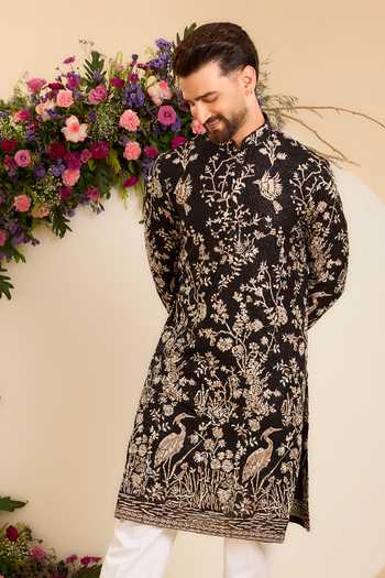 Kasbah Midnight Sequin Majestic Flamingos Kurta 