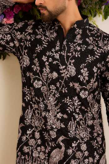 Buy_Kasbah_Black Georgette Midnight Sequin Short Kurta _Online_at_Aza_Fashions