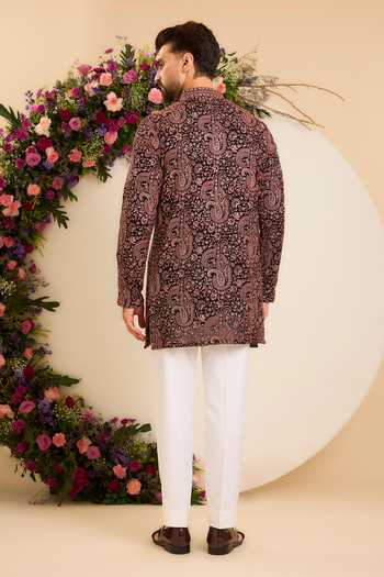 Kasbah Noir Rouge Paisley Embroidered Kurta 