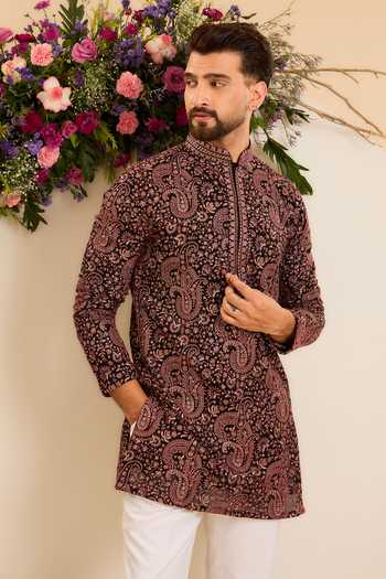 Kasbah Noir Rouge Paisley Embroidered Kurta 