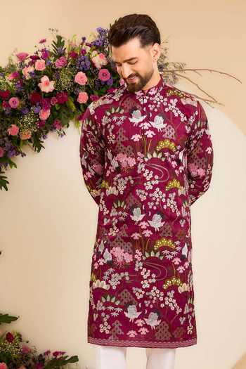Kasbah Tropical Flora & Fauna Silk Kurta 