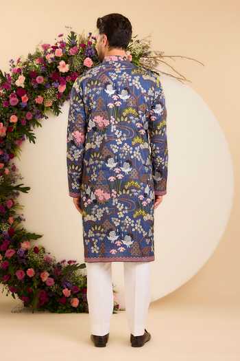 Kasbah Tropical Blue Silk Kurta 