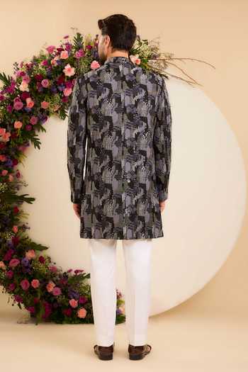Kasbah Saphir Cutdana Embroidered Short Sherwani 