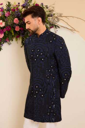 Kasbah Cutdana & Beaded Short Sherwani 