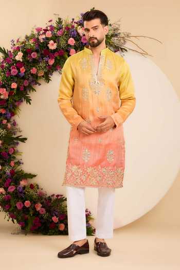 Kasbah Multicolor Silk A Sunlit Ombre Embroidered Kurta Online at Aza Fashions Kasbah_Multicolor Silk A Sunlit Ombre Embroidered Kurta _Online_at_Aza_Fashions