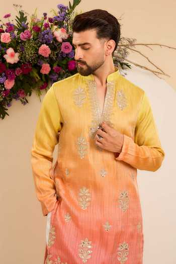 Buy Kasbah Multicolor Silk A Sunlit Ombre Embroidered Kurta Online at Aza Fashions Buy_Kasbah_Multicolor Silk A Sunlit Ombre Embroidered Kurta _Online_at_Aza_Fashions