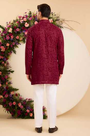 Kasbah Paisley Embroidered Chikankari Short Kurta 