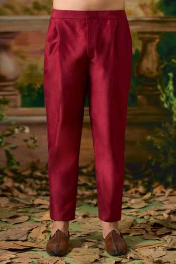 Buy Arihant Rai Sinha Maroon Silk, Cotton Paisley Print Nehru Jacket And Kurta Set Buy_Arihant Rai Sinha_Maroon Silk, Cotton Paisley Print Nehru Jacket And Kurta Set