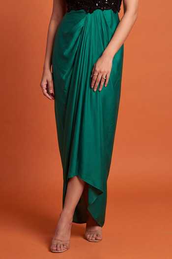 Nupur Kanoi_Organza Peplum Cape With Draped Dress_Online_at_Aza_Fashions