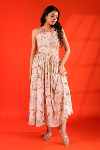 9899 Floral Print Midi Dress 