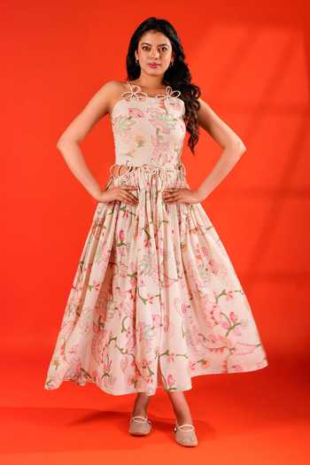 9899 Floral Print Midi Dress 