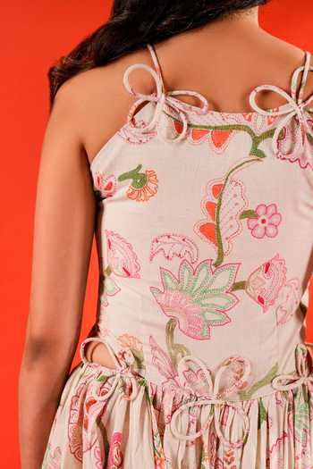 Buy 9899 White Linen Square Neck Floral Print Midi Dress Online at Aza Fashions Buy_9899_White Linen Square Neck Floral Print Midi Dress _Online_at_Aza_Fashions