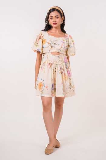 9899 Floral Braided Mini Dress 