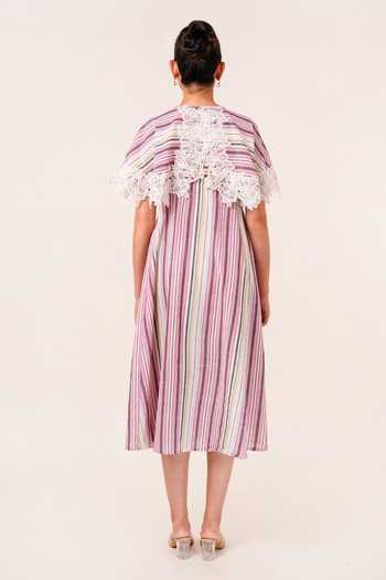 9899 Cape Stripe Pattern Dress 