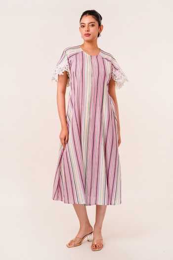 9899 Cape Stripe Pattern Dress 