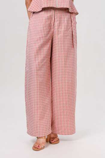 9899 Red Gingham Mandarin Collar Cherry Print Top And Pant Set Online at Aza Fashions 9899_Red Gingham Mandarin Collar Cherry Print Top And Pant Set _Online_at_Aza_Fashions