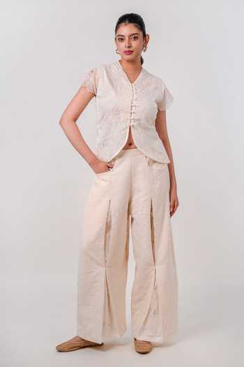 9899 Sleeve Embellished Top & Pant Set 