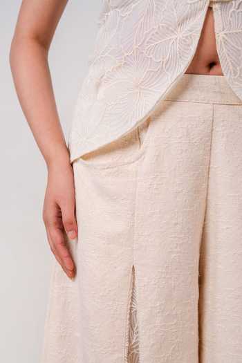Shop 9899 Cream Cotton, Organza V-neck Sleeve Embellished Top And Pant Set Online at Aza Fashions Shop_9899_Cream Cotton, Organza V-neck Sleeve Embellished Top And Pant Set _Online_at_Aza_Fashions