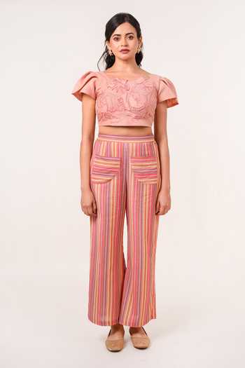 9899 Fleur Embroidered Top & Pant Set 