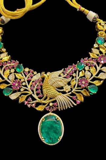 Buy Amaara Jewels Gold Plated Floral Vine Motif Pendant Necklace Set Online at Aza Fashions Buy_Amaara Jewels_Gold Plated Floral Vine Motif Pendant Necklace Set _Online_at_Aza_Fashions