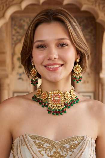 Amaara Jewels Bead Embellished Necklace Set 