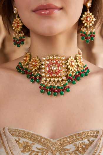 Amaara Jewels Bead Embellished Necklace Set 
