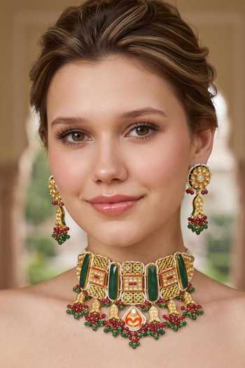 Buy Amaara Jewels Gold Plated Kundan Embellished Choker Set Online at Aza Fashions Buy_Amaara Jewels_Gold Plated Kundan Embellished Choker Set _Online_at_Aza_Fashions