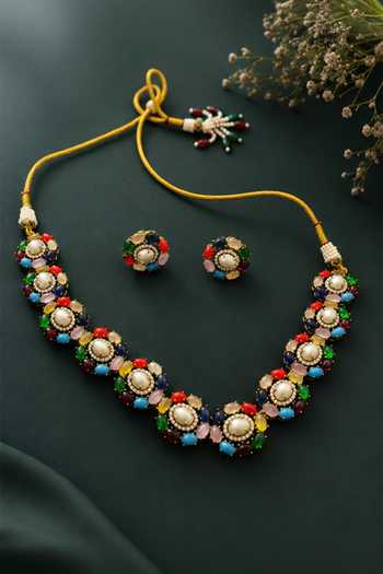 Amaara Jewels Multi Color Stone Embellished Choker Set Online at Aza Fashions Amaara Jewels_Multi Color Stone Embellished Choker Set _Online_at_Aza_Fashions