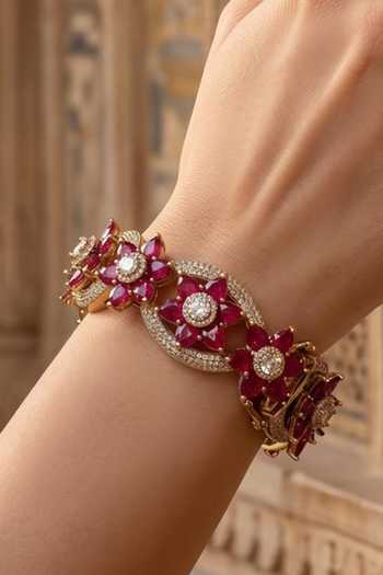 Amaara Jewels Gold Plated Stone Embellished Bangle Online at Aza Fashions Amaara Jewels_Gold Plated Stone Embellished Bangle _Online_at_Aza_Fashions