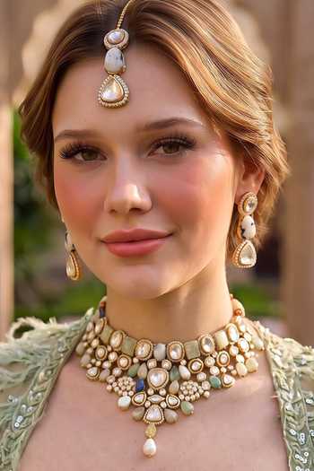 Buy Amaara Jewels Multi Color Stone Studded Necklace Set Online at Aza Fashions Buy_Amaara Jewels_Multi Color Stone Studded Necklace Set _Online_at_Aza_Fashions