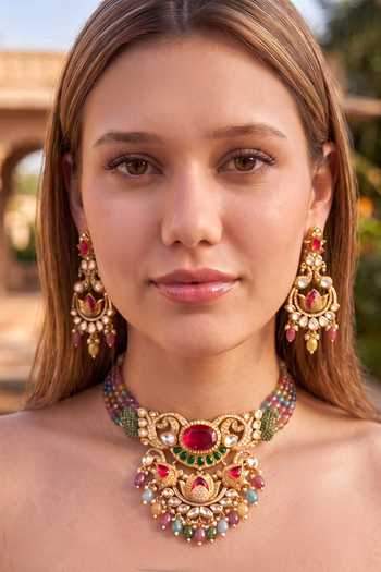 Buy Amaara Jewels Gold Plated Bead Embellished Choker Set Online at Aza Fashions Buy_Amaara Jewels_Gold Plated Bead Embellished Choker Set _Online_at_Aza_Fashions