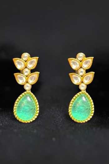 Amaara Jewels Green Leaf Motif Embellished Necklace Set Online at Aza Fashions Amaara Jewels_Green Leaf Motif Embellished Necklace Set _Online_at_Aza_Fashions