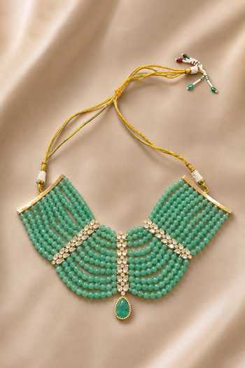 Amaara Jewels Leaf Motif Embellished Necklace Set 