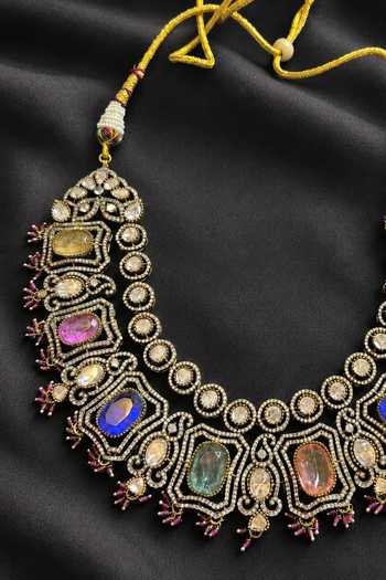 Amaara Jewels Gold Plated Stone Studded Necklace Set Online at Aza Fashions Amaara Jewels_Gold Plated Stone Studded Necklace Set _Online_at_Aza_Fashions