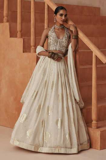 Basanti Kapde Aur Koffee Ivory Silk, Organza, Georgette Sequins, Mirrors, Geometric Pattern Lehenga Set Online at Aza Fashions Basanti Kapde Aur Koffee_Ivory Silk, Organza, Georgette Sequins, Mirrors, Geometric Pattern Lehenga Set _Online_at_Aza_Fashions