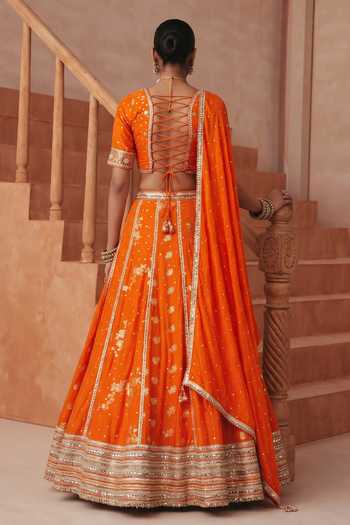 Basanti Kapde Aur Koffee Embroidered Lehenga Set 