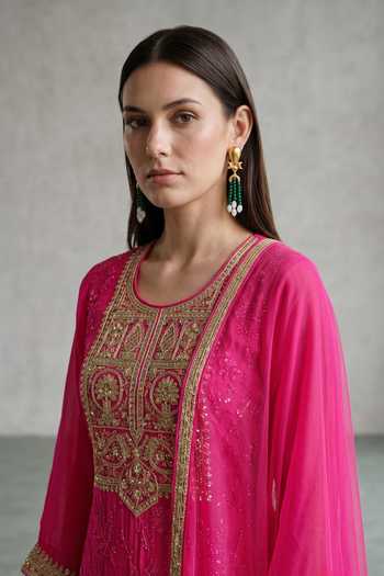 Buy Basanti Kapde Aur Koffee Pink Georgette, Net Round Neck Embroidered Kurta Sharara Set Online at Aza Fashions Buy_Basanti Kapde Aur Koffee_Pink Georgette, Net Round Neck Embroidered Kurta Sharara Set _Online_at_Aza_Fashions