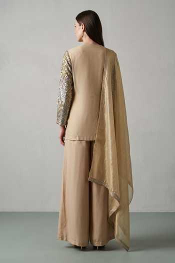 Basanti Kapde Aur Koffee Embroidered Kurta Palazzo Set 