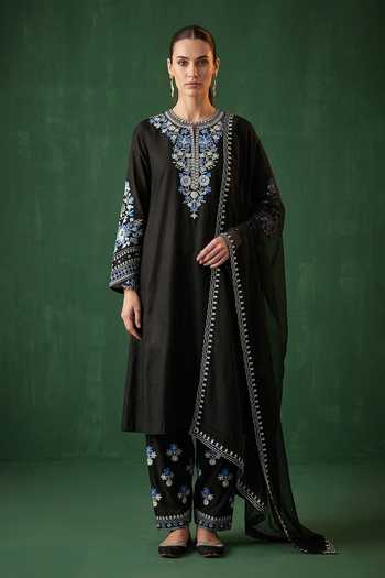 Basanti Kapde Aur Koffee Embroidered Kurta Pant Set 