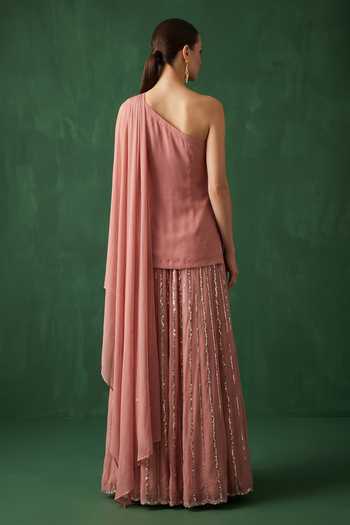 Basanti Kapde Aur Koffee Sequin Bead Embroidered Kurta Set 