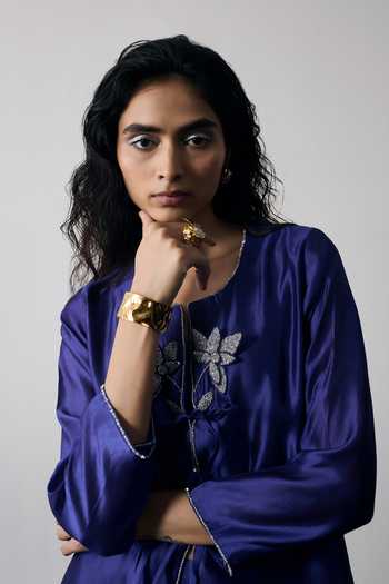 Shop Notsosure Purple Silk, Dupion Scoop Neck Floral Hand Embroidered Jacket Pant Set Online at Aza Fashions Shop_Notsosure_Purple Silk, Dupion Scoop Neck Floral Hand Embroidered Jacket Pant Set _Online_at_Aza_Fashions
