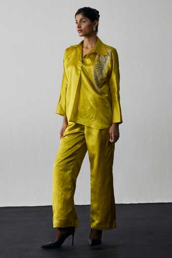 Notsosure Leaf Embroidered Shirt & Pant Set 