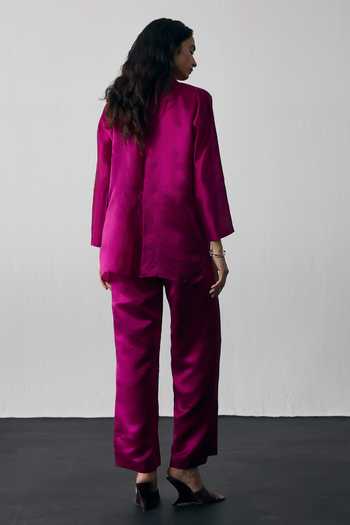 Notsosure Leaf Embroidered Shirt & Pant Set 