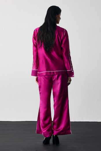 Notsosure Lines Embroidered Shirt & Pant Co-Ord Set 