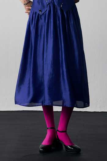 Notsosure Blue Silk, Dupion V-neck Floral Pattern Dress Online at Aza Fashions Notsosure_Blue Silk, Dupion V-neck Floral Pattern Dress _Online_at_Aza_Fashions