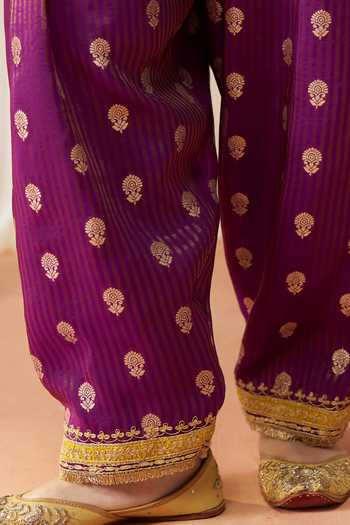 Sheetal Batra Purple Silk, Chanderi Split Adeela Kashmiri Tilla Embroidered Kurta Salwar Set at Aza Fashions Sheetal Batra_Purple Silk, Chanderi Split Adeela Kashmiri Tilla Embroidered Kurta Salwar Set _at_Aza_Fashions