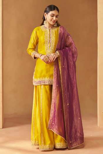 Sheetal Batra Fadiya Embroidered Kurta Sharara Set 