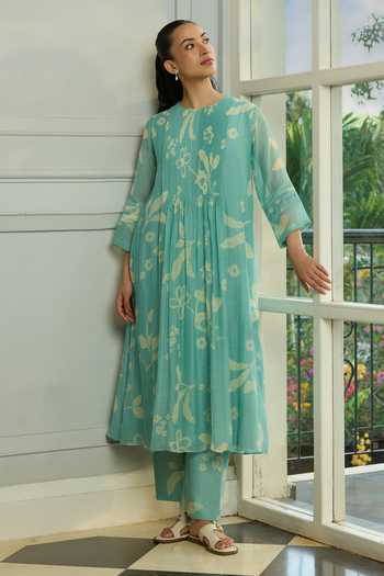 Vaayu Aqua Printed Kurta & Pant Co-ord Set